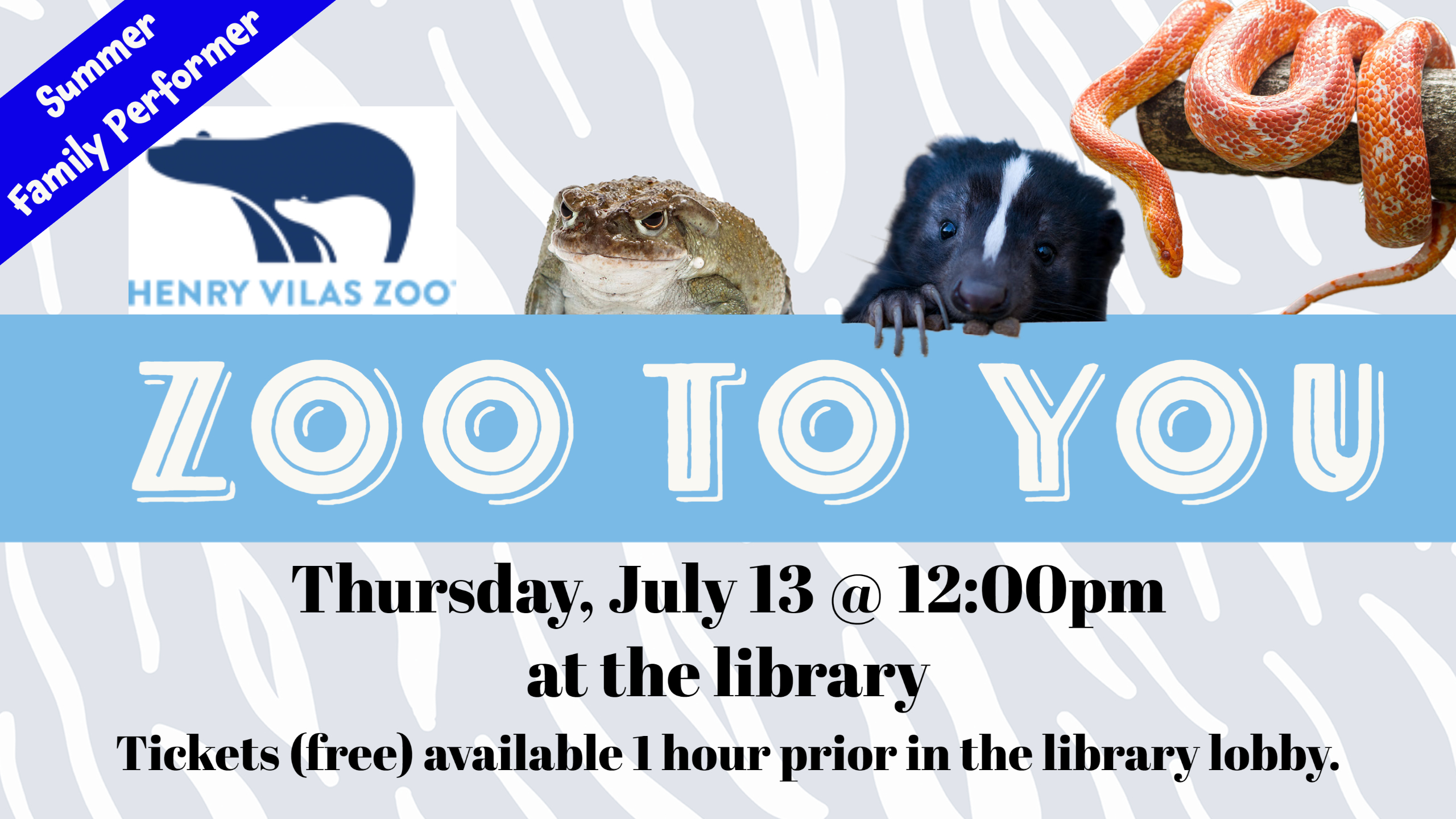 Summer Family Performer Henry Vilas Zoo "Zoo to You" E.D. Locke